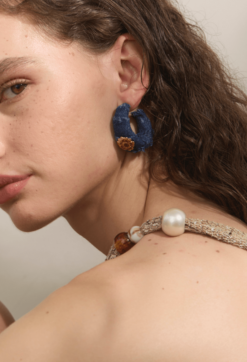 Denim Blossom Creolen - Clout Vienna