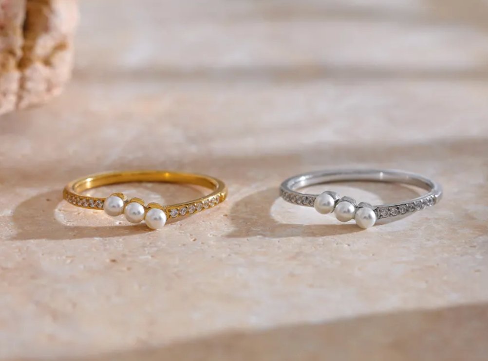 Fine Icedout Pearl Ring - Clout Vienna#