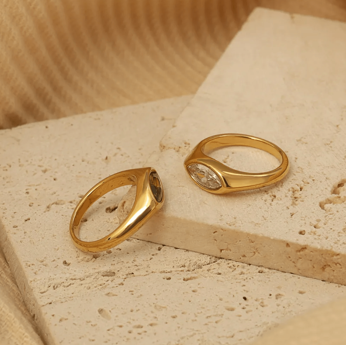 Golden Olive Marquise Ring - Clout Vienna#