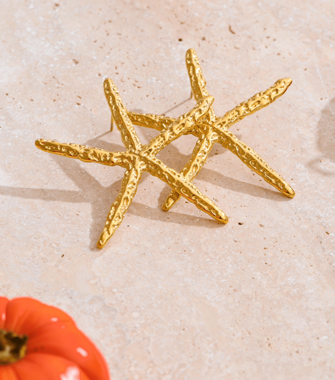Golden Starfish Statement Earrings - Clout Vienna
