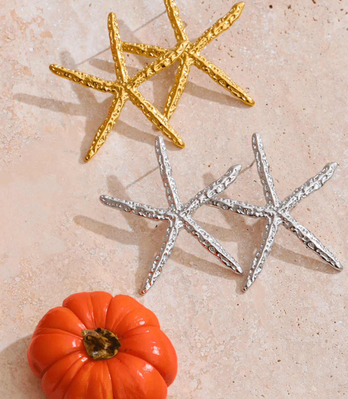 Golden Starfish Statement Earrings - Clout Vienna