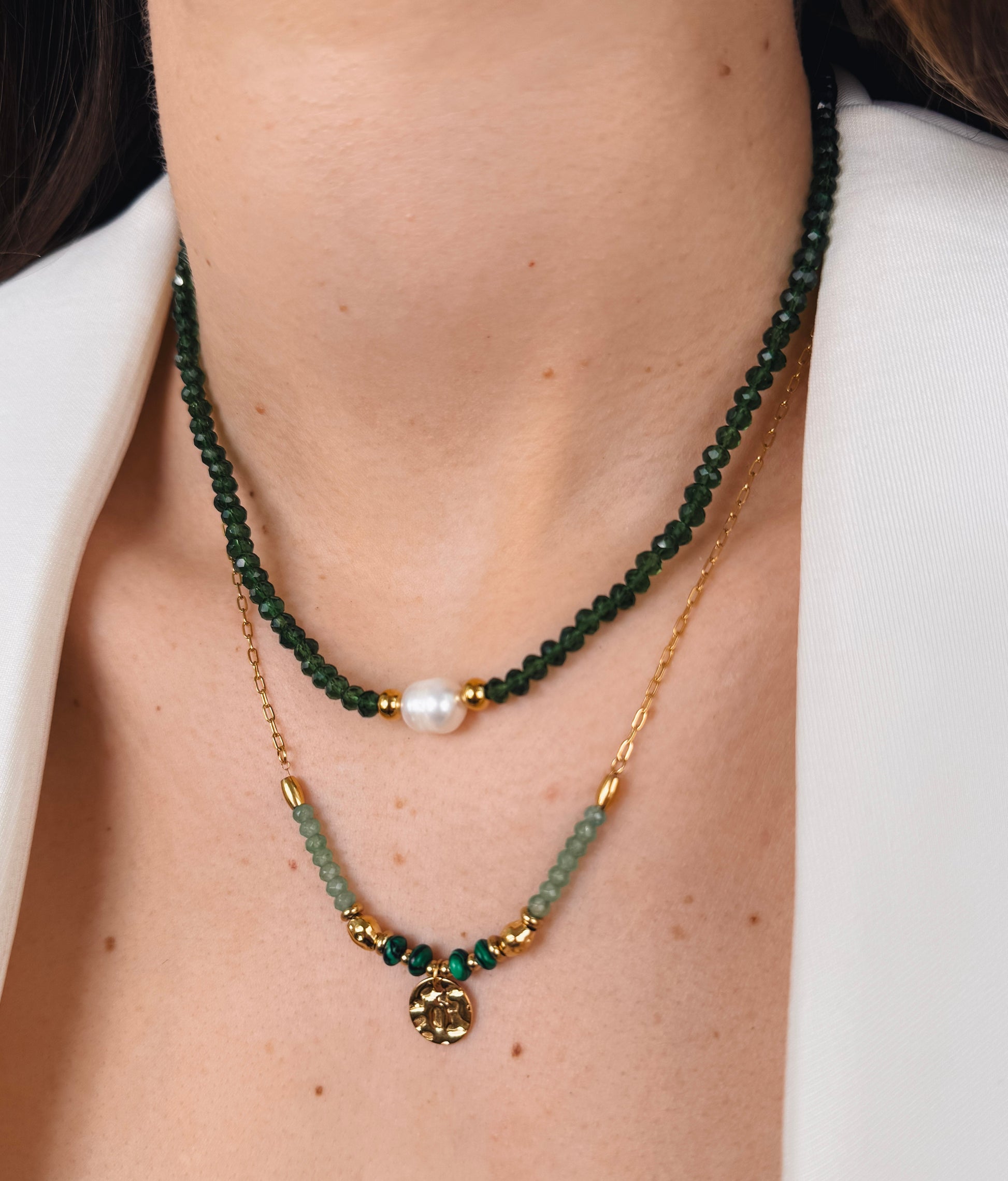 Perlen choker dark green - Clout Vienna#