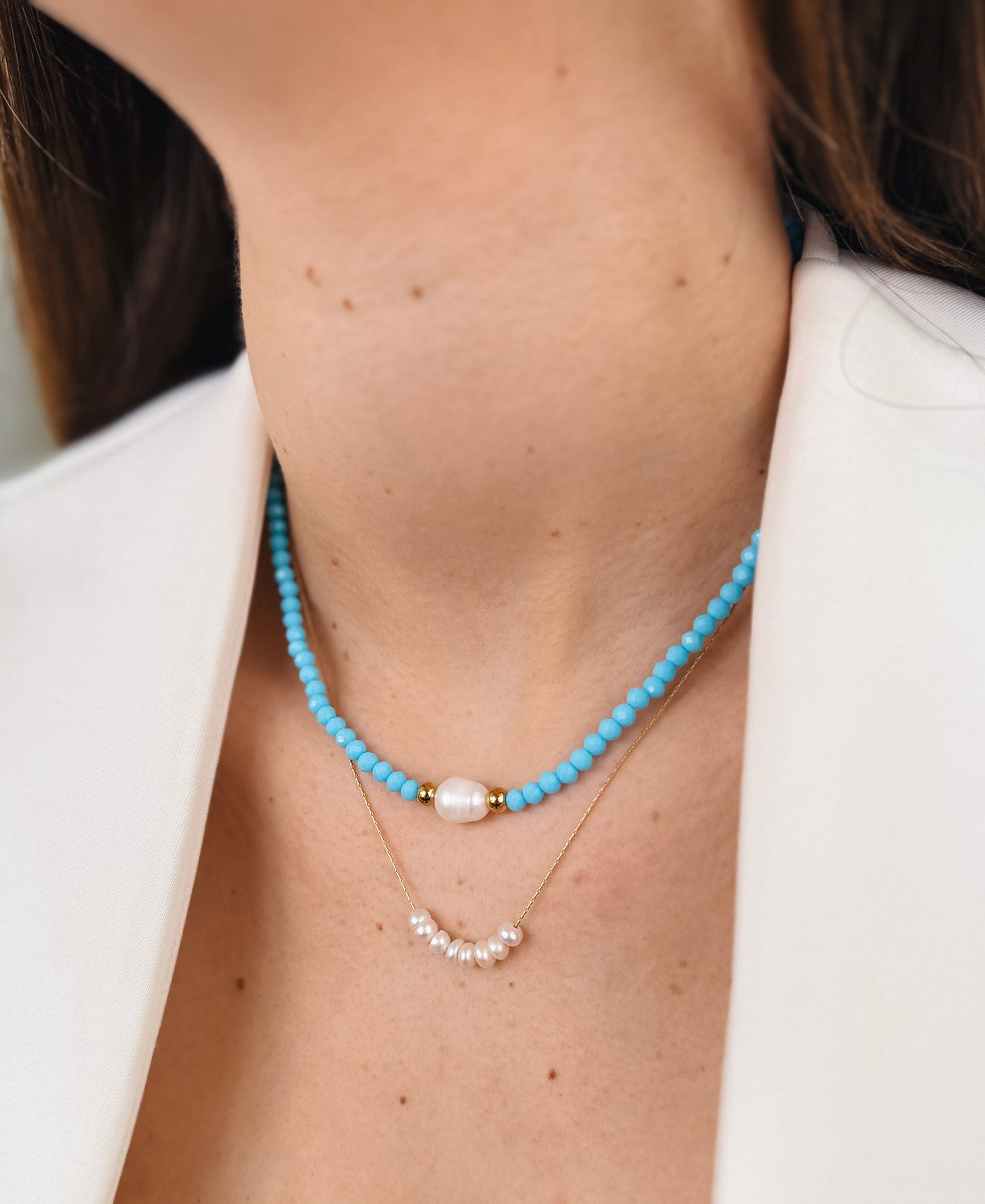 Perlen choker light blue - Clout Vienna#