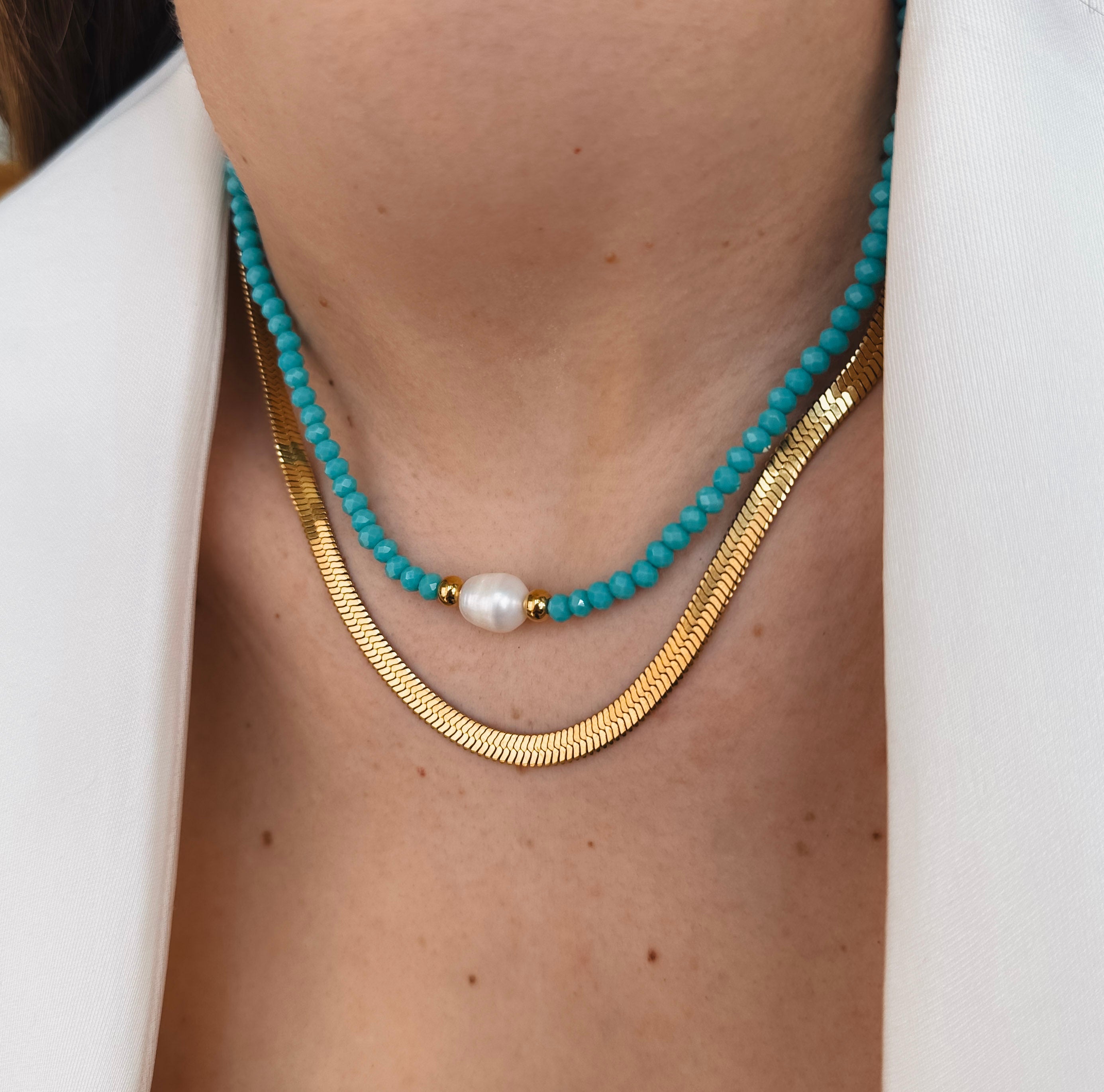 Perlen choker türkis - Clout Vienna#