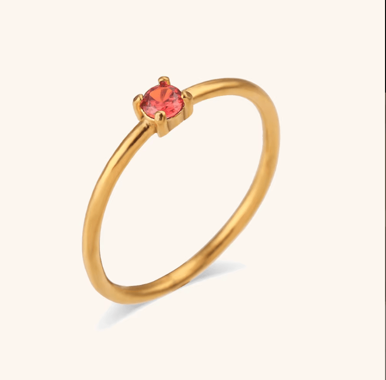Plain ring mit rotem Stein - Clout Vienna