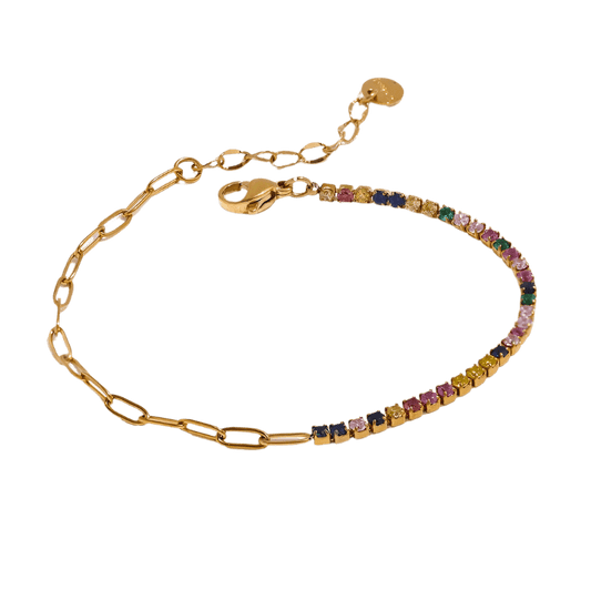 Tennischain Petit mit Gliederkette bunt - Clout Vienna#