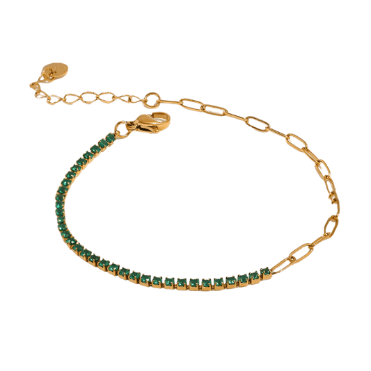 Tennischain Petit mit Gliederkette grün - Clout Vienna#