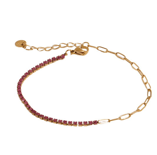 Tennischain Petit mit Gliederkette rosa - Clout Vienna#