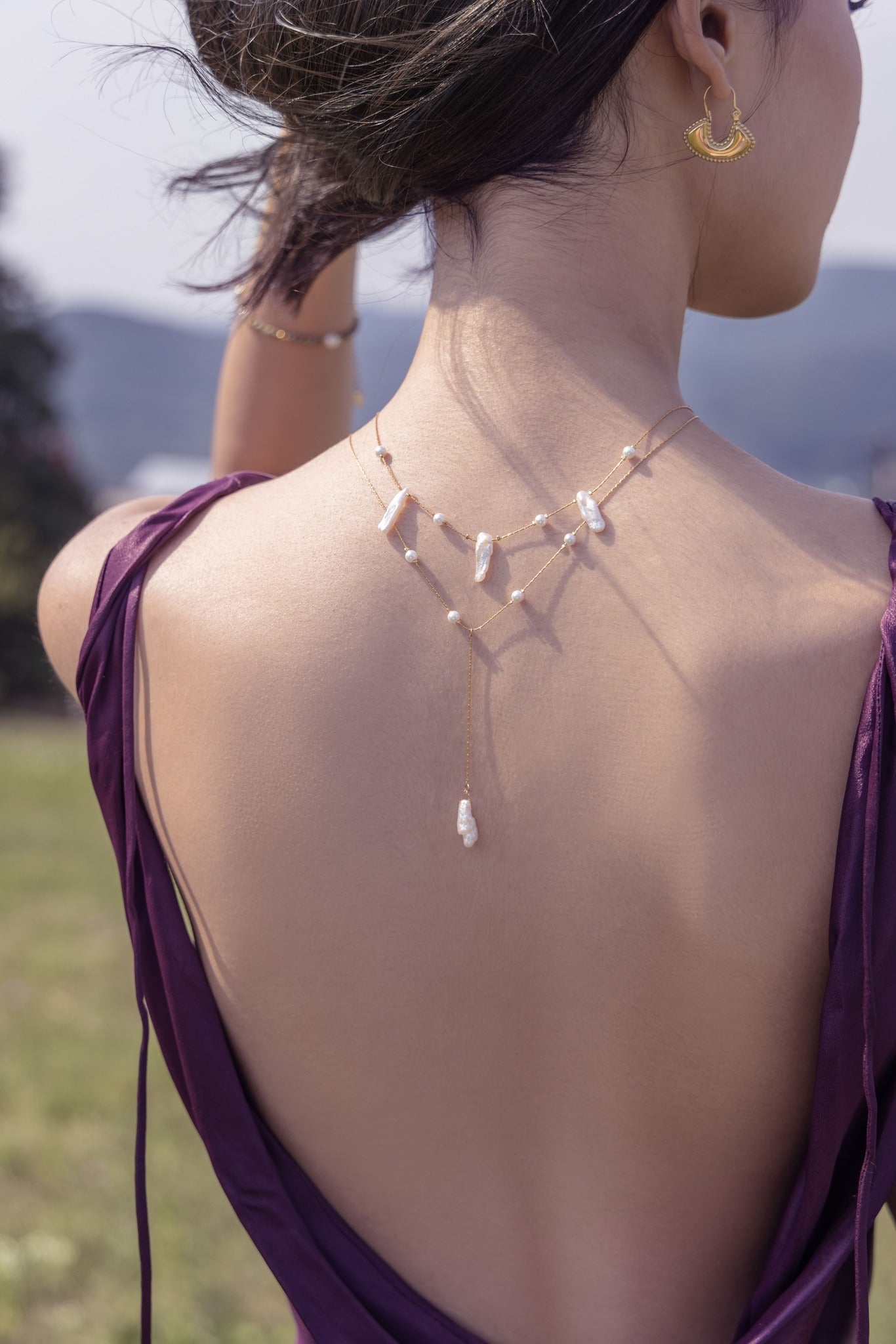 Golden Baroque Pearl Necklace Set