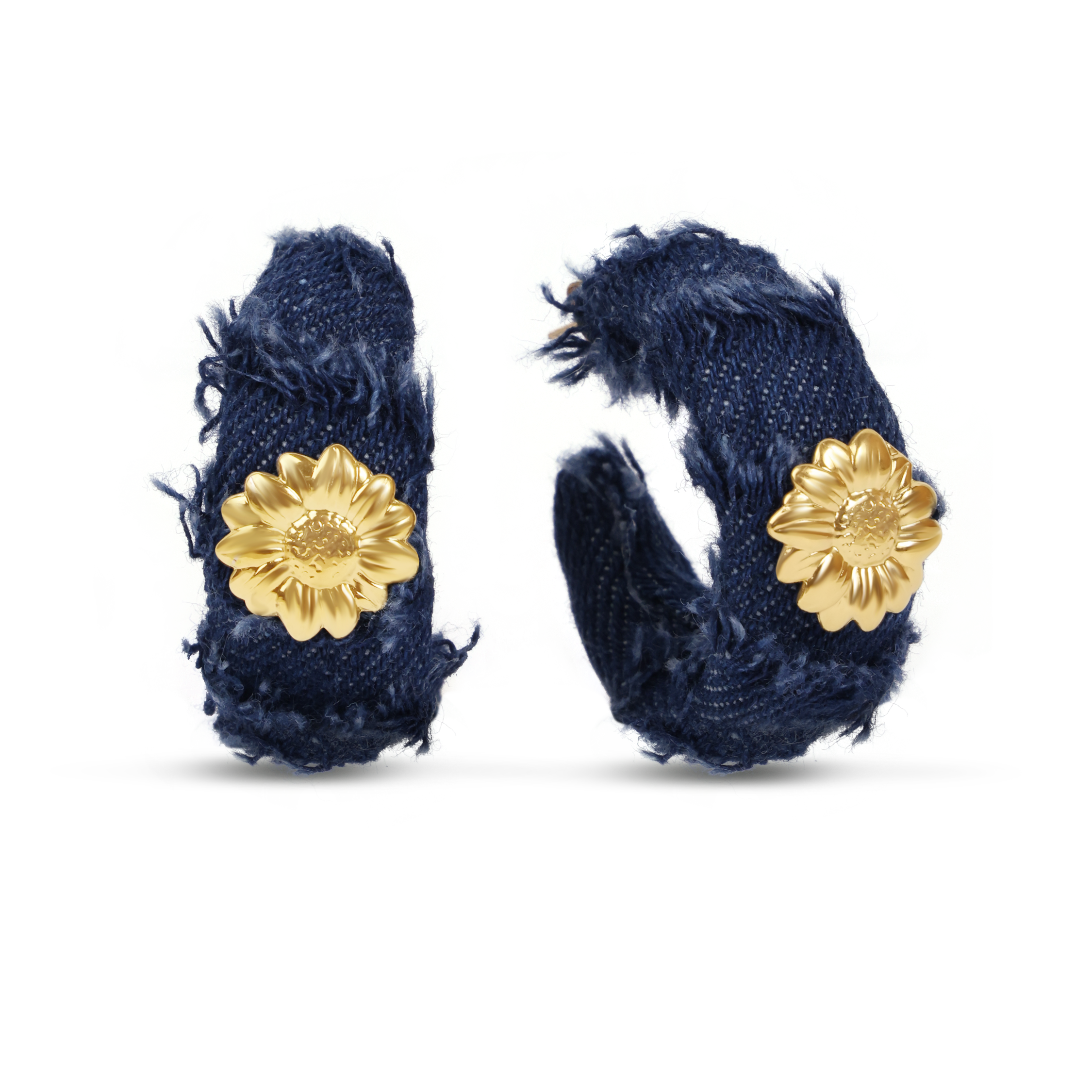 Denim Blossom Creolen