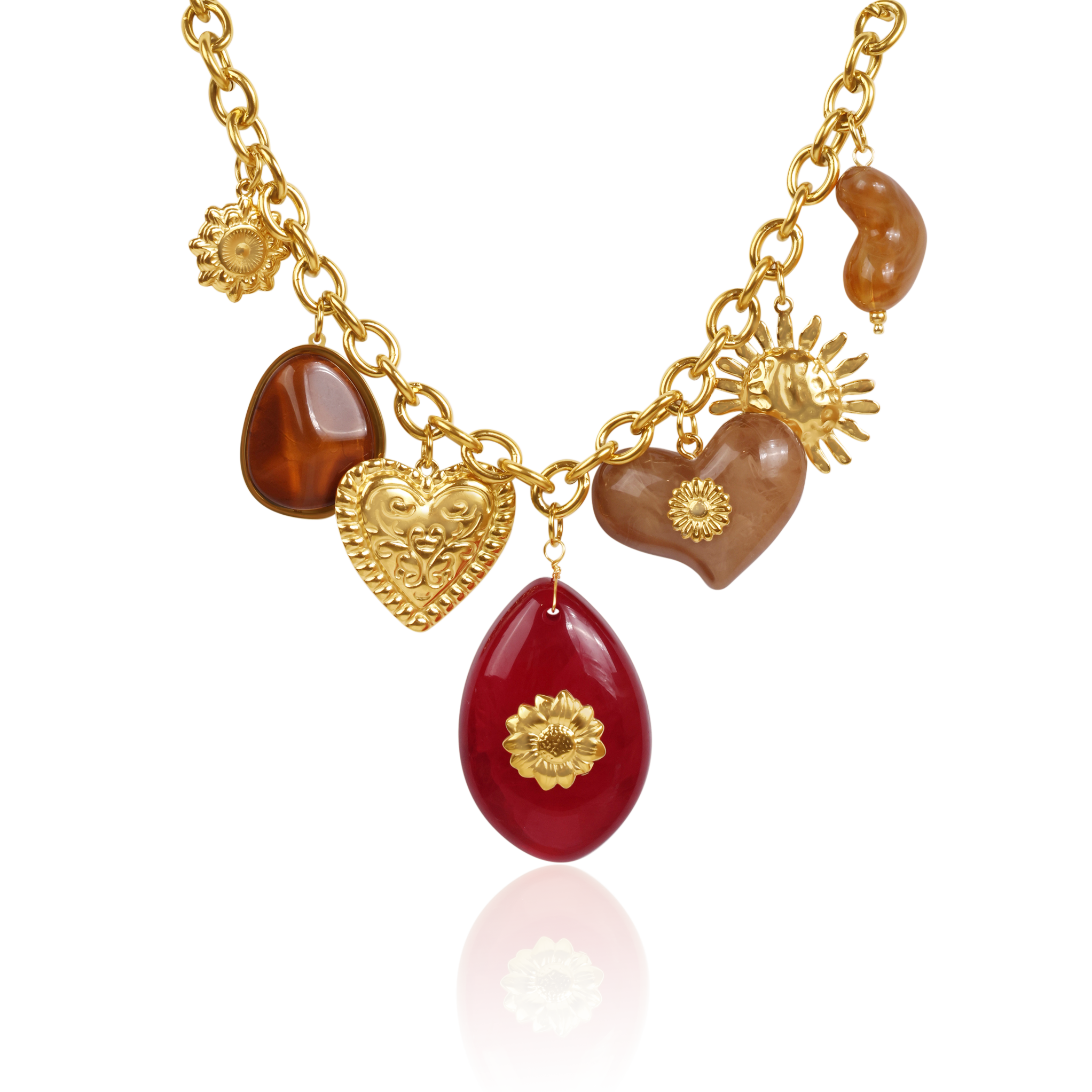 Golden Sunset Charm Halskette