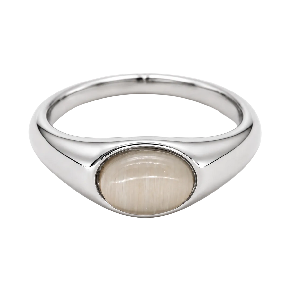 Ovaler Siegelring mit Stein taupe