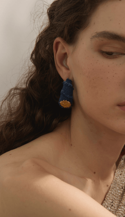 Denim Blossom Creolen - Clout Vienna