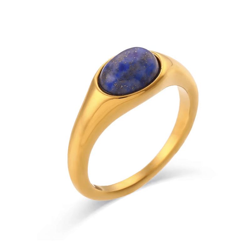 Golden Blue Stone Ring - Clout Vienna#