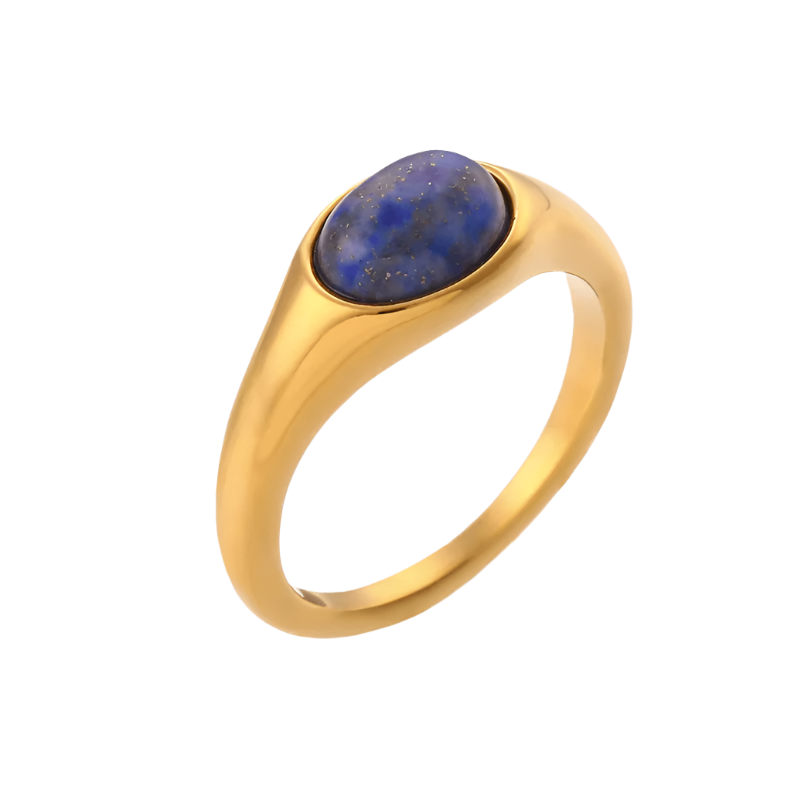 Golden Blue Stone Ring - Clout Vienna#