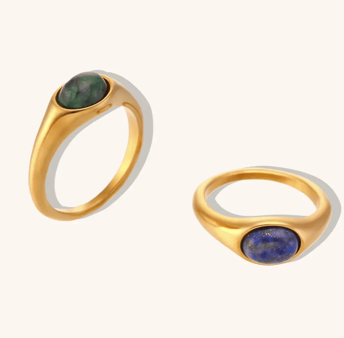 Golden Blue Stone Ring - Clout Vienna#