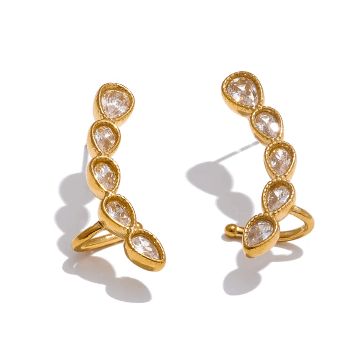 Golden Curve Ear Climbers - Clout Vienna#