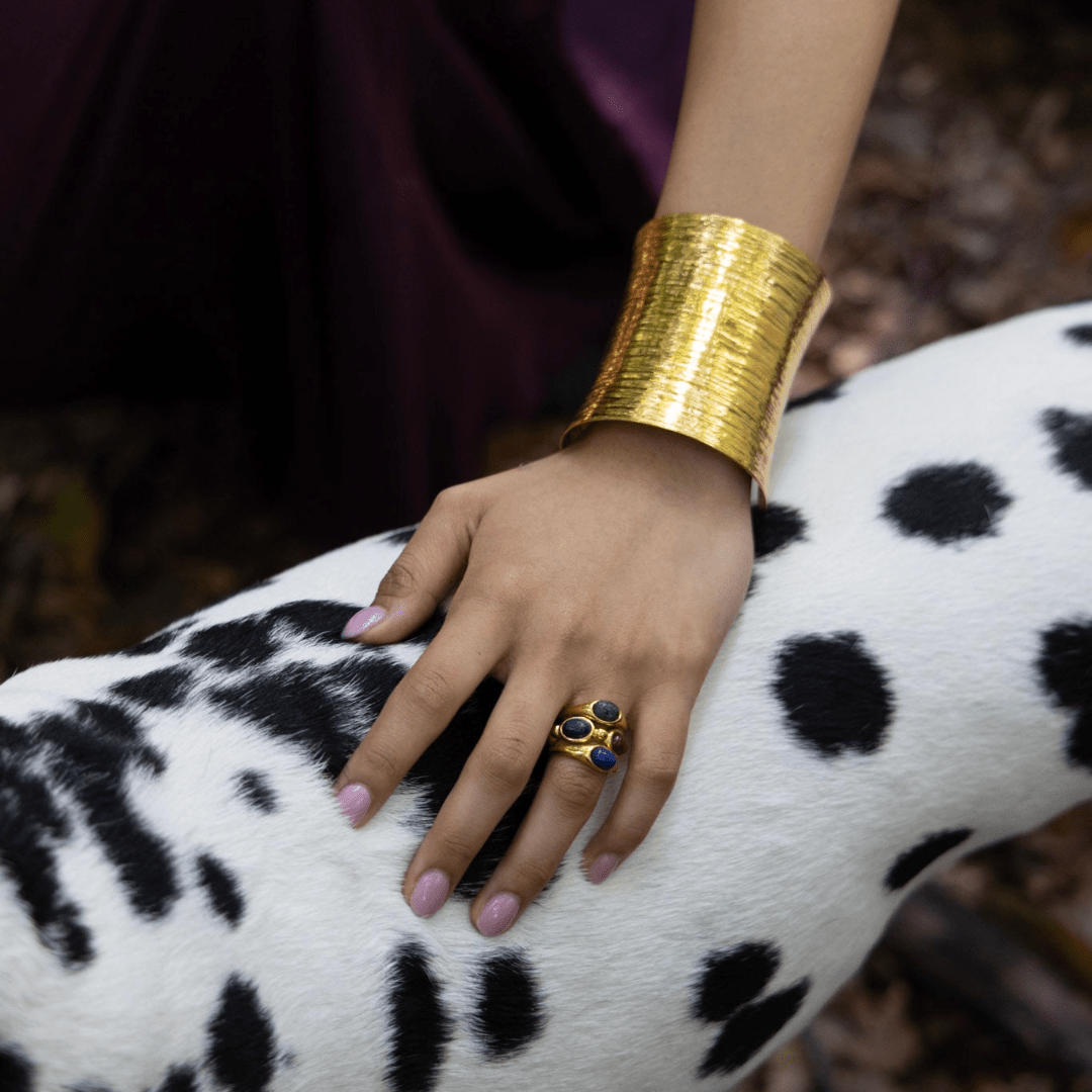Golden Green Stone Ring - Clout Vienna