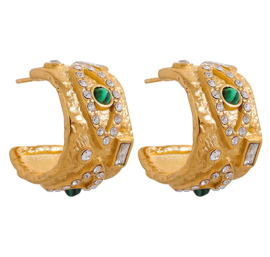 Green Stone Hoops - Clout Vienna#