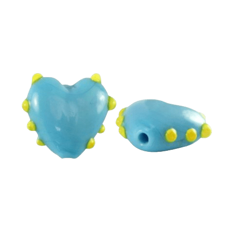 Handbemaltes Glasherz mit Punkten Blau/Gelb - Clout Vienna