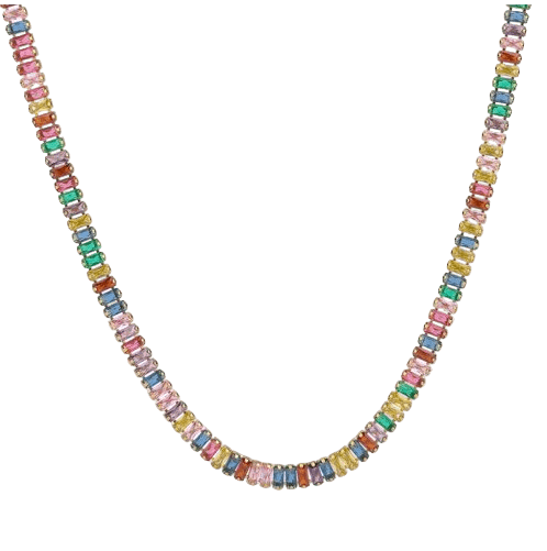 Iced out Baguette Halskette Bunt - Clout Vienna