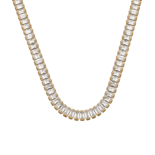 Iced out Baguette Halskette Weiß - Clout Vienna