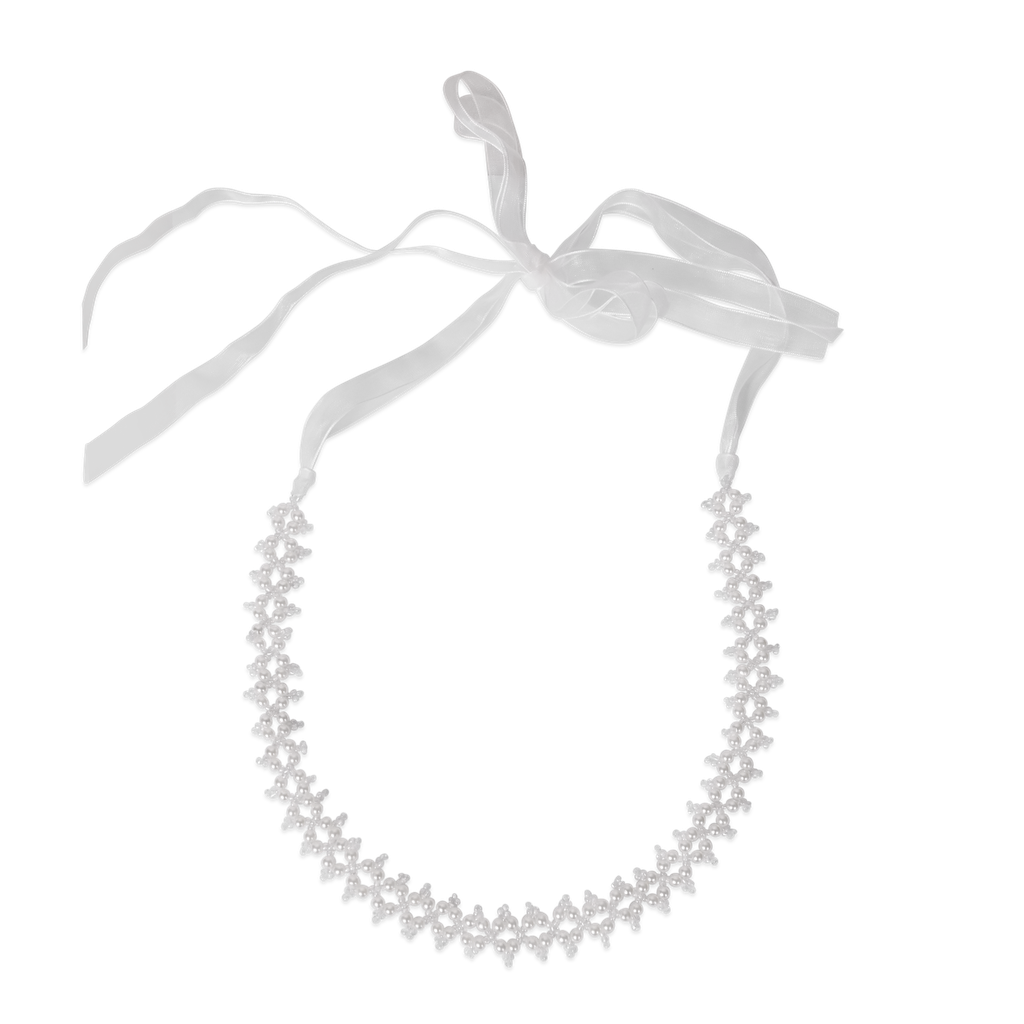 Snow Blossom Pearl Ribbon Choker