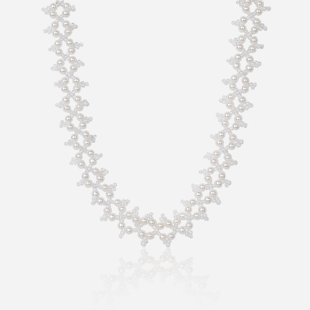 Snow Blossom Pearl Ribbon Choker