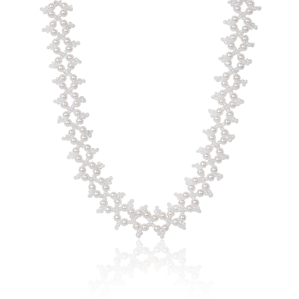 Snow Blossom Pearl Ribbon Choker