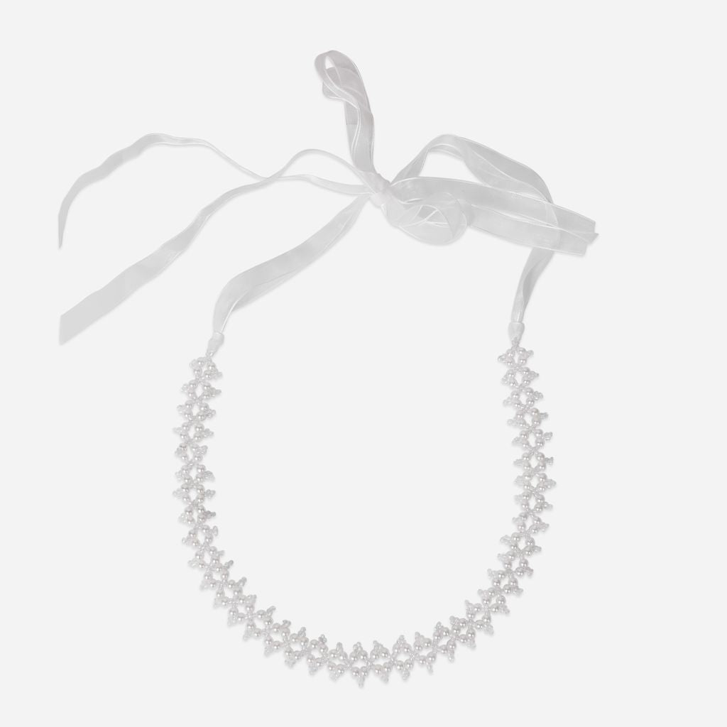 Snow Blossom Pearl Ribbon Choker