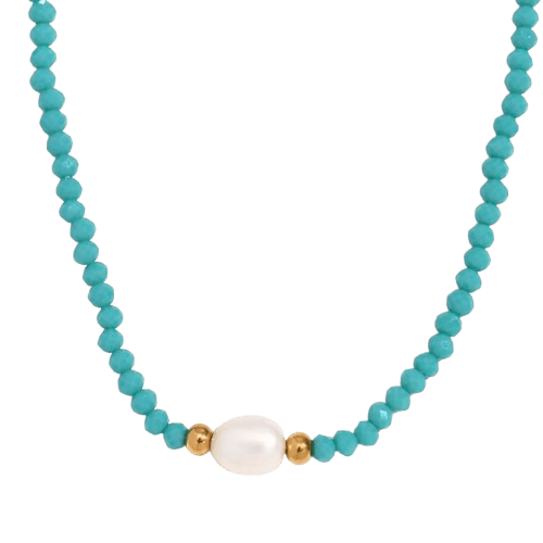 Perlen choker türkis - Clout Vienna#