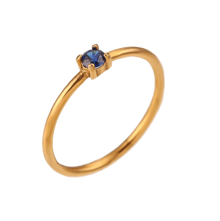 Plain Ring mit dunkelblauem Stein - Clout Vienna