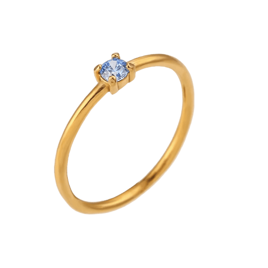 Plain Ring mit hellblauem Stein - Clout Vienna