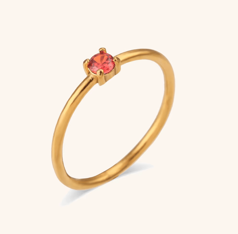 Plain ring mit rotem Stein - Clout Vienna