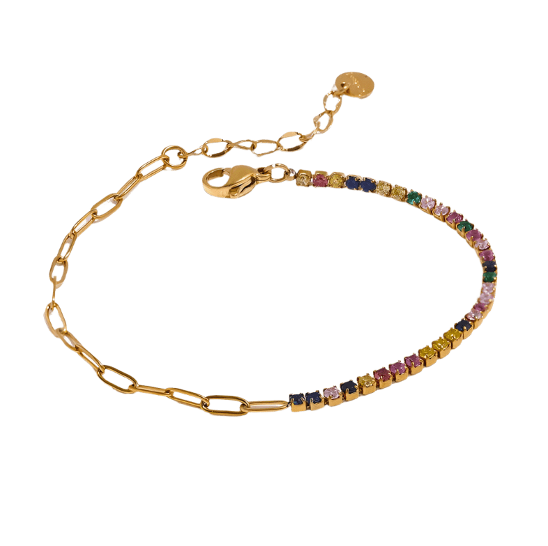 Tennischain Petit mit Gliederkette bunt - Clout Vienna#