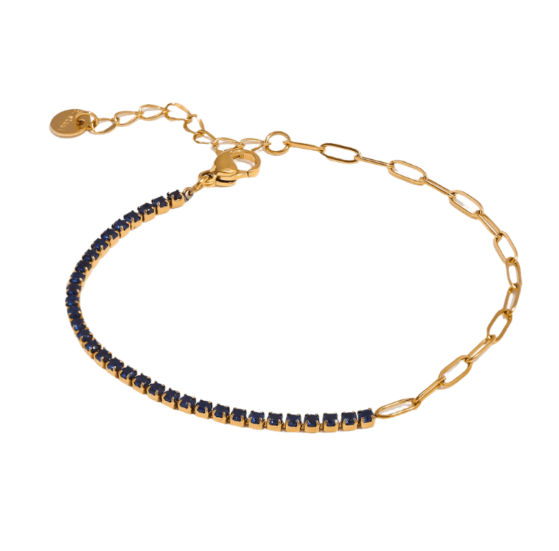 Tennischain Petit mit Gliederkette dunkelblau - Clout Vienna#