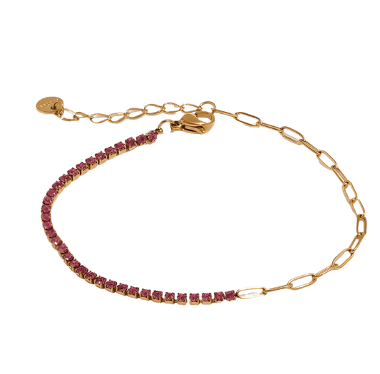 Tennischain Petit mit Gliederkette rosa - Clout Vienna#