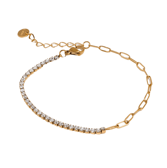 Tennischain Petit mit Gliederkette Weiß - Clout Vienna#