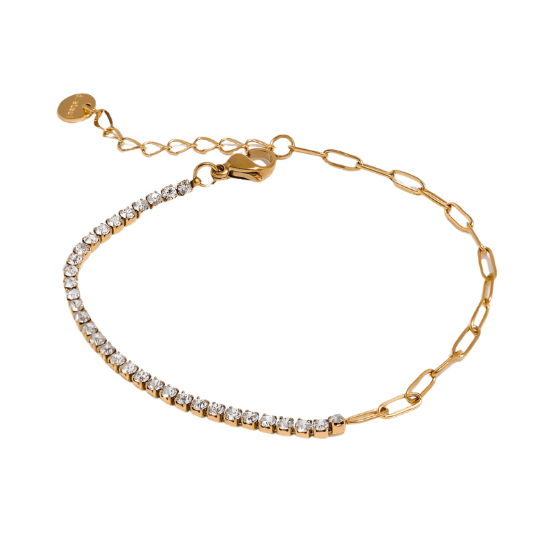 Tennischain Petit mit Gliederkette Weiß - Clout Vienna#