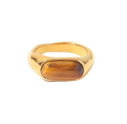 Tiger Eye Signet Ring - Clout Vienna#