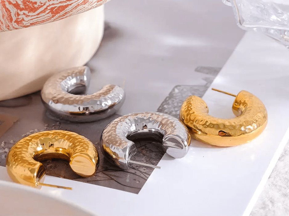 Hammered Chunky Hoops - Clout Vienna#