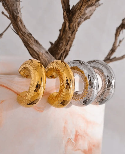 Hammered Chunky Hoops - Clout Vienna#