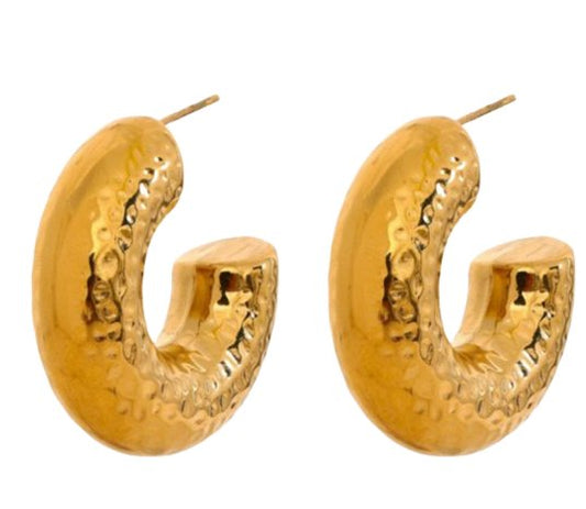 Hammered Chunky Hoops - Clout Vienna#